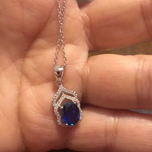 Lab created sapphire necklace
